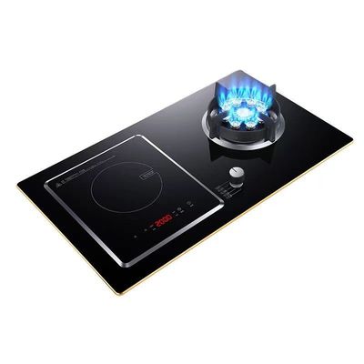 2 Brenner gehärtetes Glas Gas Kochplatte Klappbrenner für die Desktop-Einbettung