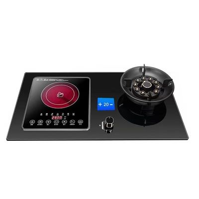 2 Brenner gehärtetes Glas Gas Kochplatte Klappbrenner für die Desktop-Einbettung