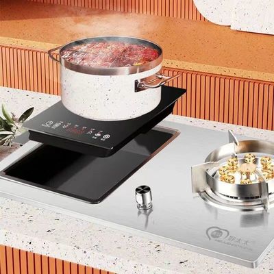 2 Brenner gehärtetes Glas Gas Kochplatte Klappbrenner für die Desktop-Einbettung