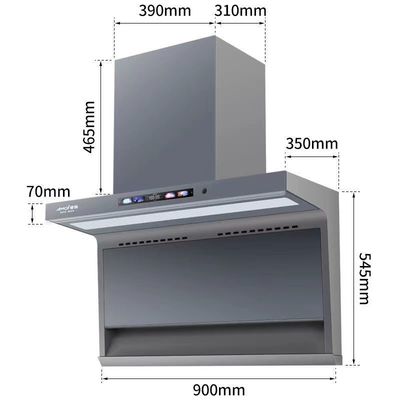 Aluminium-Wohnung Küchen-Range Hood mit Wand-montiert Kurve Glas Schornstein Design