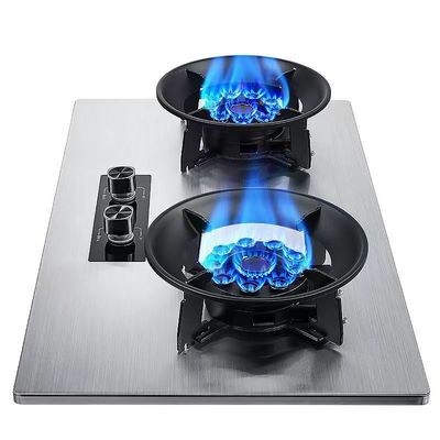 Automatische Zündung Glas 2 Brenner Tischoberfläche Keramik Gaskocher für Zuhause