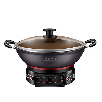 Verhärtetes Glasdeckel Würfelguss Aluminium-Skillet-Pfanne Elektrische Heizpfanne Multi-Funktion 220V
