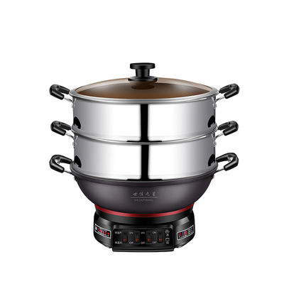 Verhärtetes Glasdeckel Würfelguss Aluminium-Skillet-Pfanne Elektrische Heizpfanne Multi-Funktion 220V