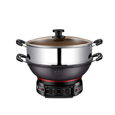 Verhärtetes Glasdeckel Würfelguss Aluminium-Skillet-Pfanne Elektrische Heizpfanne Multi-Funktion 220V
