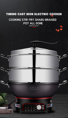 Verhärtetes Glasdeckel Würfelguss Aluminium-Skillet-Pfanne Elektrische Heizpfanne Multi-Funktion 220V