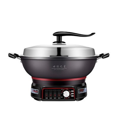 Schwarzer Multifunktions-Küchentopf mit elektrischer Bratpfanne für das komfortable Kochen