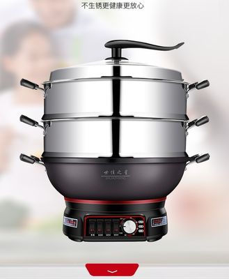 Schwarzer Multifunktions-Küchentopf mit elektrischer Bratpfanne für das komfortable Kochen