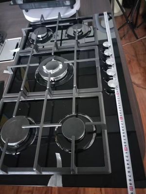 5 Brenner Gas Kochplatte mit automatischer Zündung und eingebaut in gehärtetem Glas Gaskocher