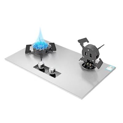 Eingebauter Gaskocher mit 2 Brennern mit schwarz gehärtetem Glas und Keramik