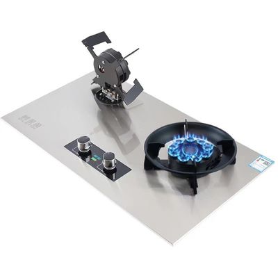 Eingebauter Gaskocher mit 2 Brennern mit schwarz gehärtetem Glas und Keramik