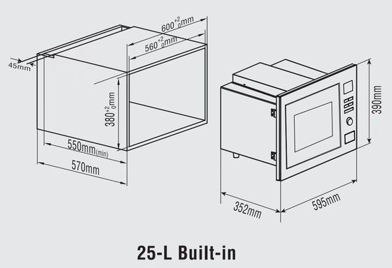 Portable 20L Touch Control Mikrowellenherd für Zuhause 220V Verpackung SIZE 615*440*475