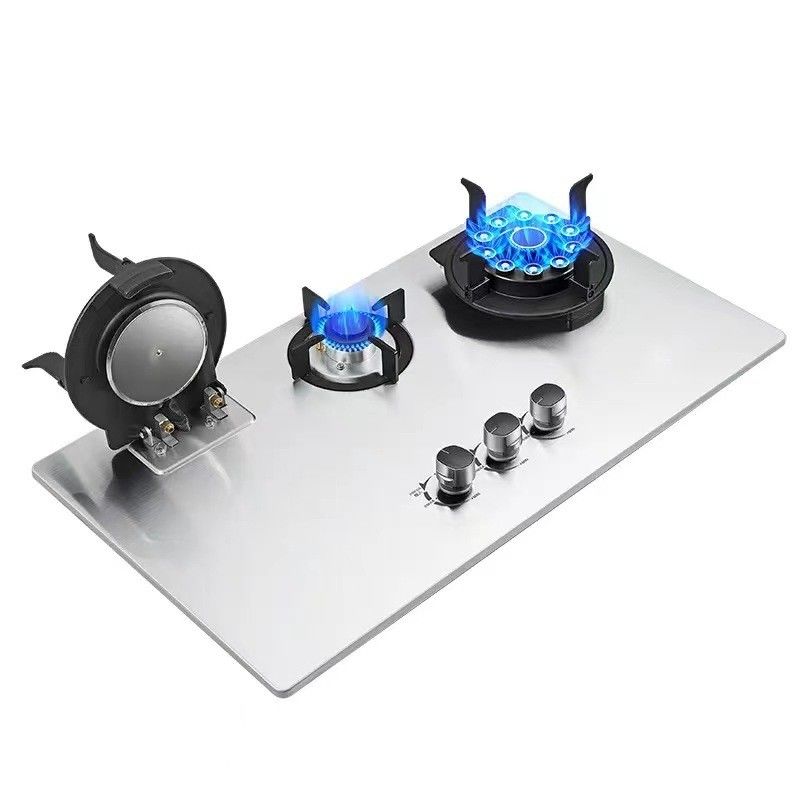 3 Brenner Gas Kochplatten für Haus und Gewerbe Blaue Flamme Herd Stand Wok Kocher