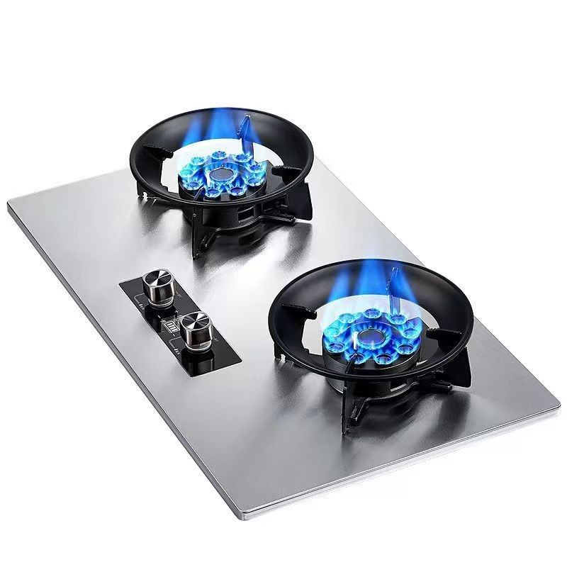 Eingebauter Gaskocher mit 2 Brennern mit schwarz gehärtetem Glas und Keramik